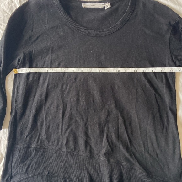 Wilt Shrunken 3/4 Sleeve Mock Layer Ribbed Hem Tee, black - Picture 6 of 9